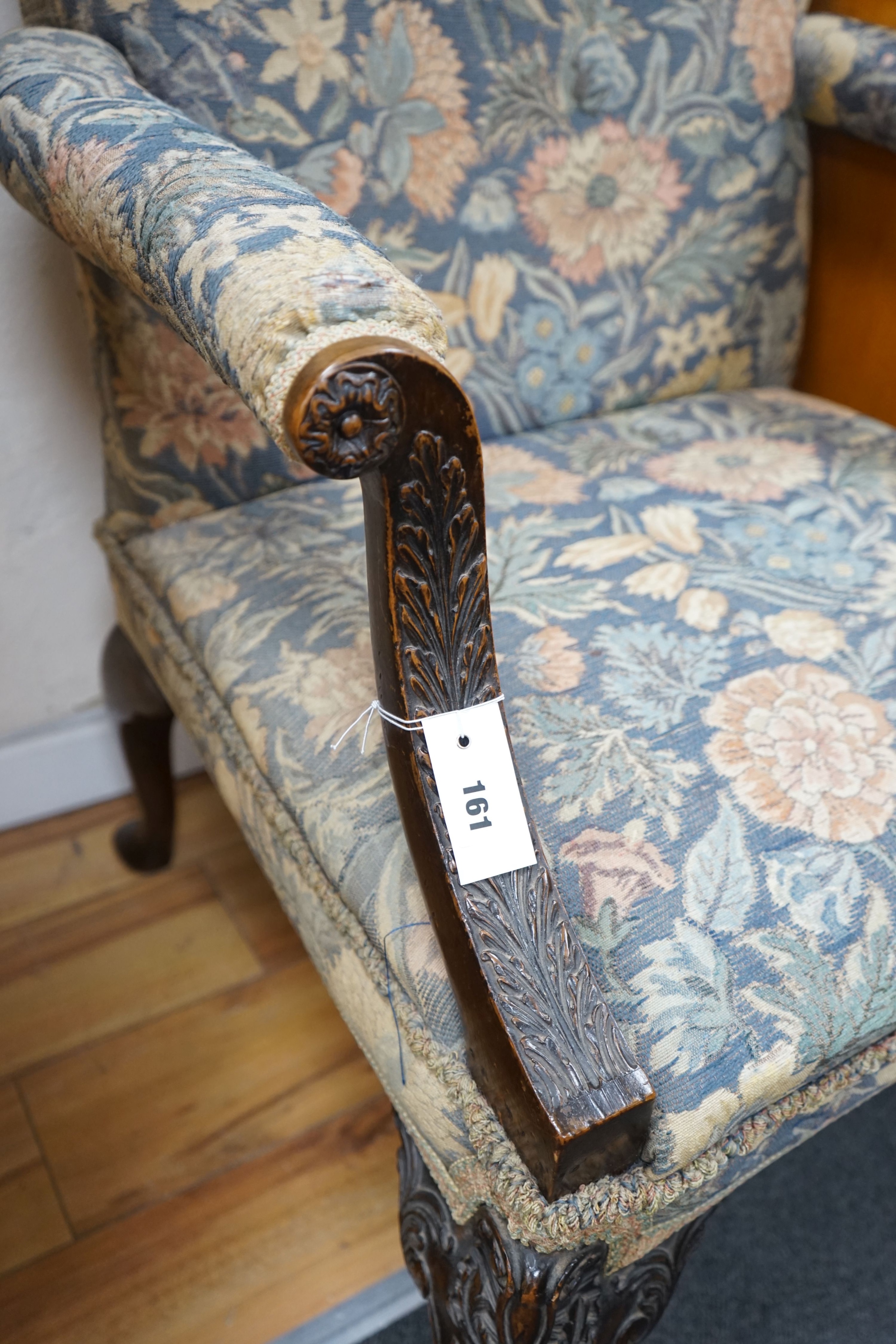 A 19th century Chippendale revival mahogany Gainsborough type chair, width 74cm, depth 72cm, height 107cm